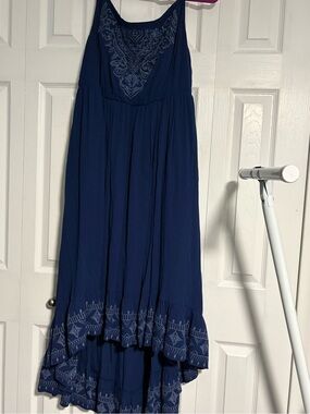 Navy Embroidered Tiered Maxi Dress Size 3x